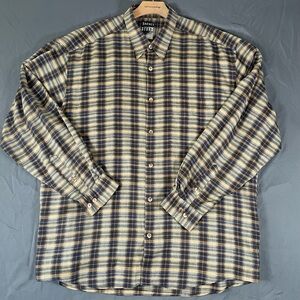 Barnes Storm Button Shirt Men's XL Jhane Barnes Long Sleeve Plaid Designer